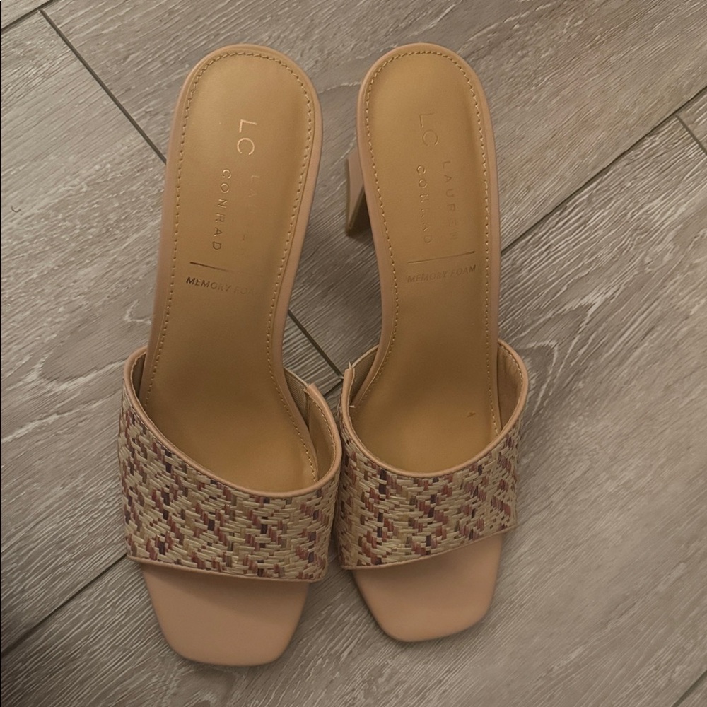 LC Lauren Conrad Women's Beige Woven Heels size 9 new no tags
